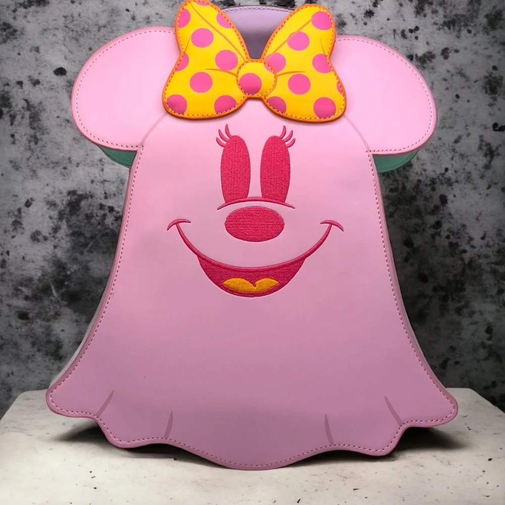 Pastel Ghost Minnie Mouse Glow-in-the-Dark Backpack and Matching Zip Wal… - Picture 4 of 9